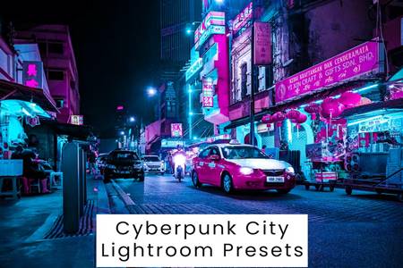 Freepsdvn.com 2309379 Preset Cyberpunk City Lightroom Presets M5x8547 Cover