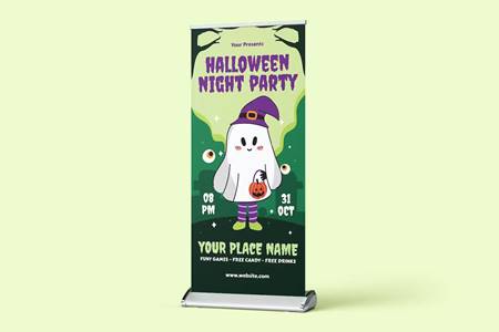 FreePsdVn.com 2309507 TEMPLATE halloween night party roll up banner hn9yzmm cover