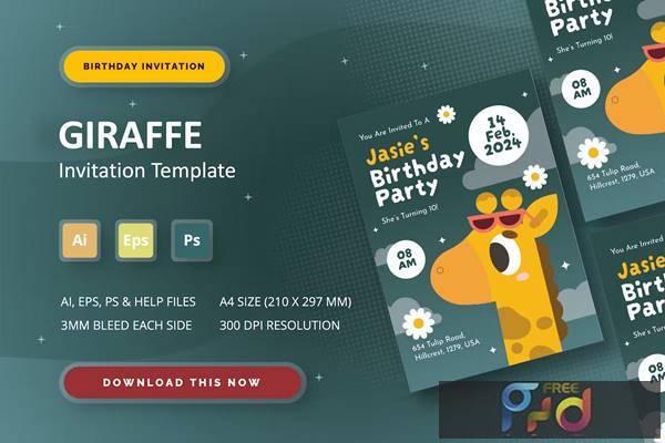 FreePsdVn.com 2310225 TEMPLATE giraffe birthday invitation wynpkm5