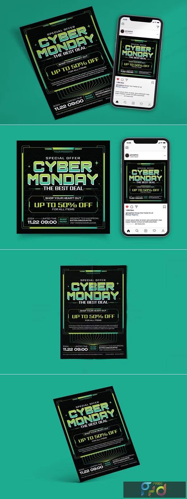 FreePsdVn.com 2310408 TEMPLATE cyber monday sale flyer with futuristic design qzlurfr