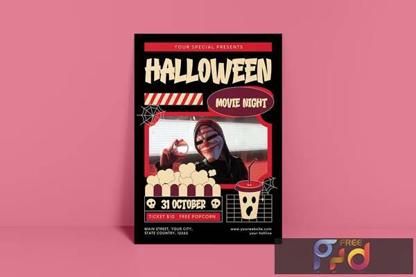 Freepsdvn.com 2310418 Template Halloween Movie Party Flyer A4cdlkx