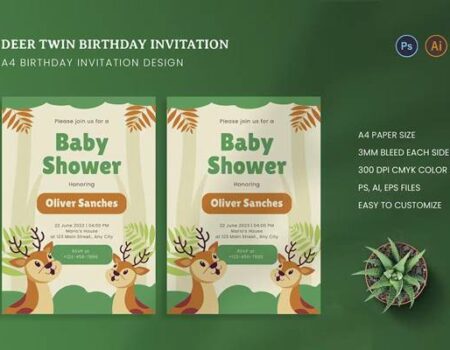 FreePsdVn.com 2311089 TEMPLATE deer twin baby shower invitation ye3wpha cover