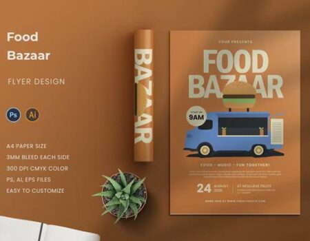 FreePsdVn.com 2311092 TEMPLATE food bazaar flyer 3j6m9xc cover