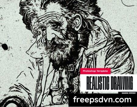 Realistic Drawing Photo Effect 22VV3DZ Realistic Drawing Photo Effect 22VV3DZ 0