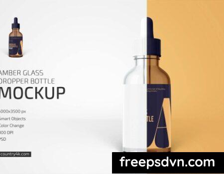 Amber Glass Dropper Bottle Mockup EEBKFZR 0