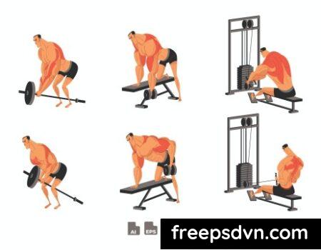 Back Exercise Workout Example Vector SVSAHQB Back Exercise Workout Example Vector SVSAHQB 0