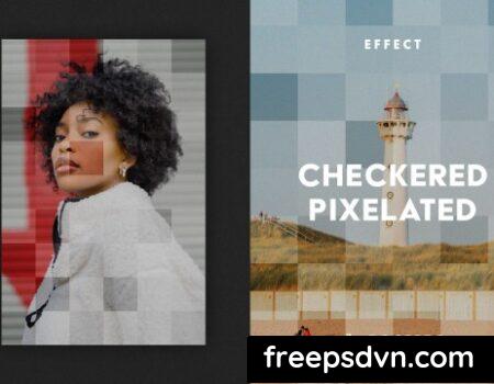 Checkered Pixelated Poster Effect X392DPT 0