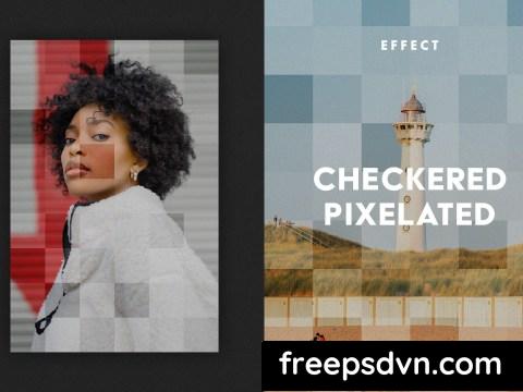 Checkered Pixelated Poster Effect X392DPT 0