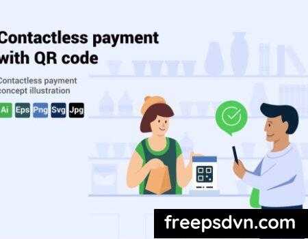 Contactless payment with QR code illustration 53DELYA Contactless payment with QR code illustration 53DELYA 0