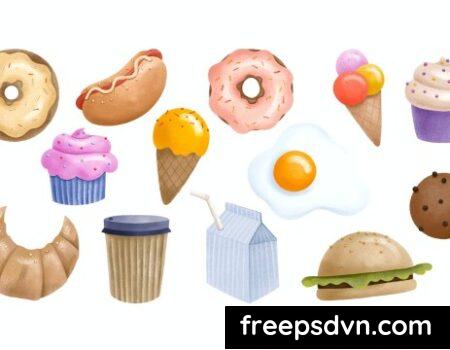 Dessert and fast food illustration. Candy, sweet NTZT8VJ Dessert and fast food illustration. Candy sweet NTZT8VJ 0