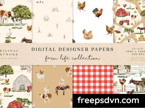 Farm Life Watercolor Animals Seamless Patterns QAYEMHY 0 scaled 1