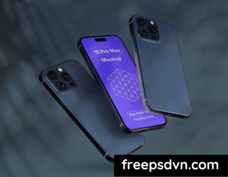 Floating iPhone 15 Pro Max Mockup AKQSER3 0