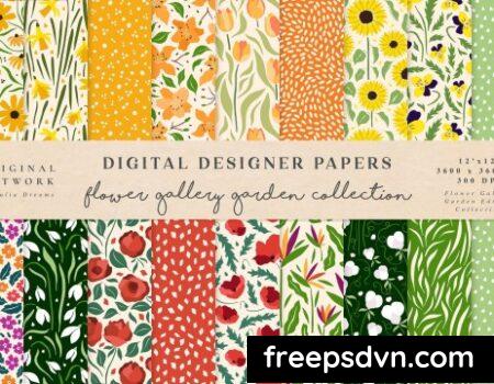 Garden Flowers Seamless Patterns Orange Red 9GXD9A3 0 scaled 1