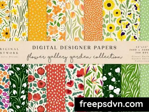 Garden Flowers Seamless Patterns Orange Red 9GXD9A3 0 scaled 1