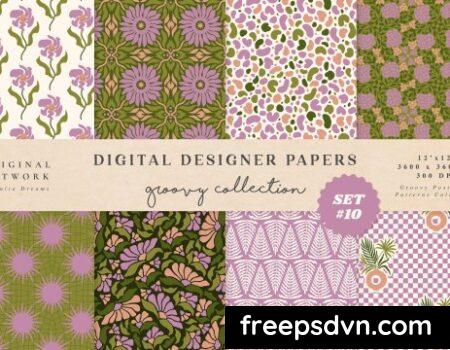 Groovy Boho Seamless Patterns Papers Purple Flower XALY6F6 0 scaled 1