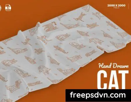 Hand Drawn Cat Illustration Set EMG2K9G Hand Drawn Cat Illustration Set EMG2K9G 0