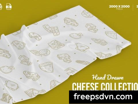 Hand Drawn Cheese Collection Set D9RSRVH 0