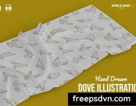 Hand Drawn Dove Illustration Set 4YAQNYK Hand Drawn Dove Illustration Set 4YAQNYK 0