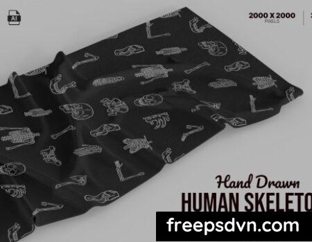 Hand Drawn Human Skeleton Set RS65TEE Hand Drawn Human Skeleton Set RS65TEE 0