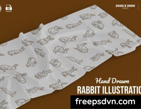 Hand Drawn Rabbit Illustration Set BJB9T7W 0