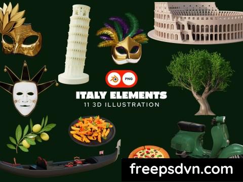 Italy Elements 3D Illustration Pack A9ZFGCT 0
