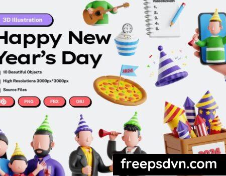 New Year’s Day V.2 – 3D Icon Set NQR2MSZ New YearE28099s Day V.2 3D Icon Set NQR2MSZ 0