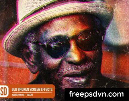 Old Broken Screen Photo Effects 5T6TG7A Old Broken Screen Photo Effects 5T6TG7A 0