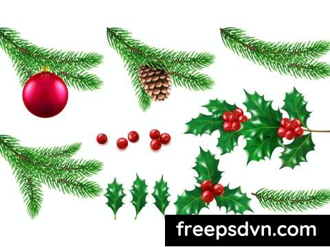 Pine or fir tree branch with toy and holly berry SJN7RSK 0