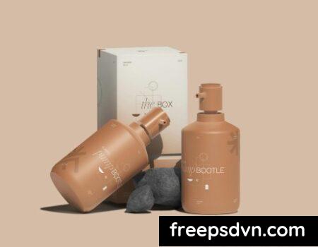 Plastic Pump Bottle with Box Mockups BWGHECC Plastic Pump Bottle with Box Mockups BWGHECC 0