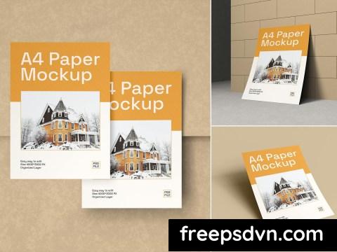 Realistic A4 Paper Mockup Set BC7FV8L 0