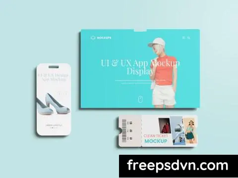 Screen and Ticket Mockup for UI Design Display 8ES99NB 0