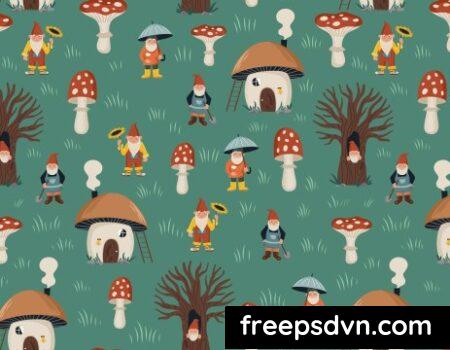 Seamless Pattern With Garden Gnomes RHEW5TU 0