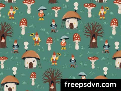 Seamless Pattern With Garden Gnomes RHEW5TU 0