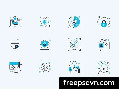 Security Line Icons Set Vector Illustration. Colle S75NR2Q 0