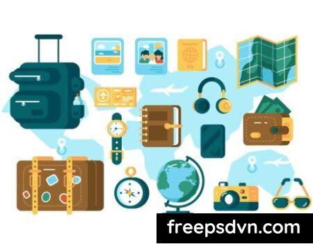 Set Of Different Tourist Supplies PS7F6QJ Set Of Different Tourist Supplies PS7F6QJ 0