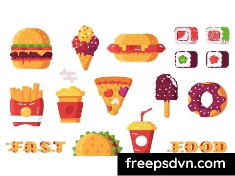 Set Of Various Type Of Fast Food F4H9GRE 0