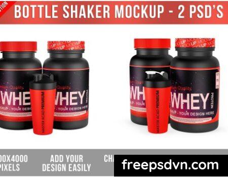 Shaker and Protein Bottle Mockup DKD3H7N 0