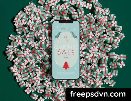 Smartphone on Gift Boxes Mockup XRMD7VD Smartphone on Gift Boxes Mockup XRMD7VD 0