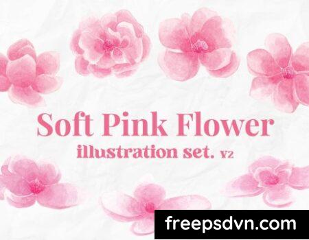 Soft Pink Flower Watercolor Illustration V2 DC5NZAH 0