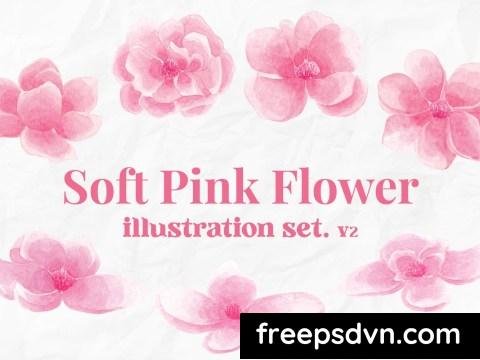 Soft Pink Flower Watercolor Illustration V2 DC5NZAH 0