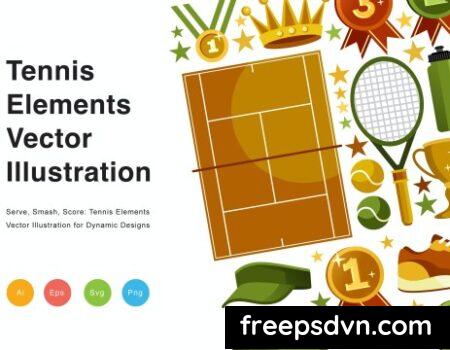Tennis Elements Vector Illustration GKBUS9K Tennis Elements Vector Illustration GKBUS9K 0