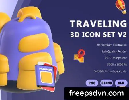 Traveling 3D Icon set V2 B96PLSF Traveling 3D Icon set V2 B96PLSF 0