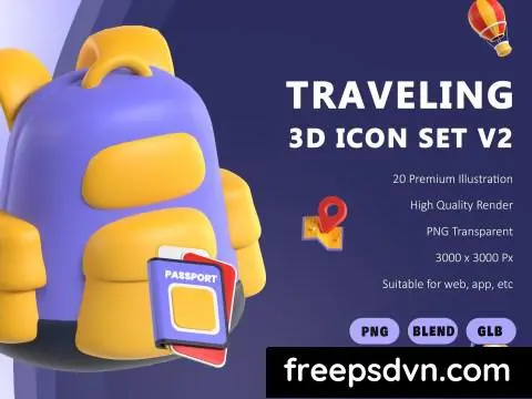 Traveling 3D Icon set V2 B96PLSF 0