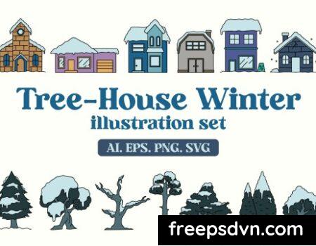 Tree House Winter Illustration YRYAK73 0