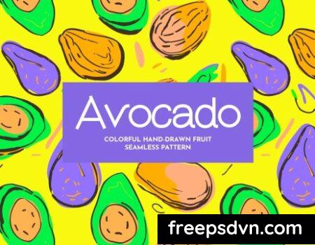 Vibrant Hand Drawn Avocado Doodle Seamless Pattern UY8USX9 0