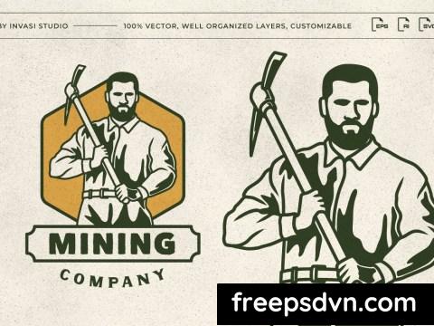 Vintage Hand Drawn Mining Company Logo Label UBCNQY4 0