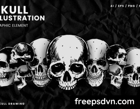 Vintage Skull Element Hand Drawing Illustration 2379C6U Vintage Skull Element Hand Drawing Illustration 2379C6U 0