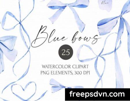 Watercolor Blue bows clipart. Baby shower images CCN9VV3 0