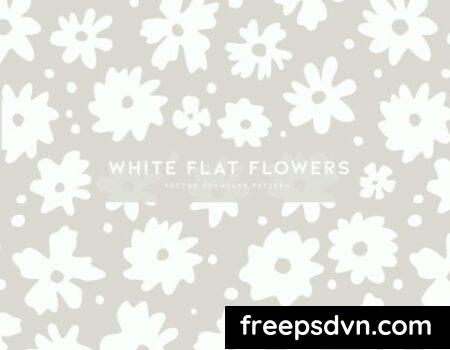 White Flat Flowers Pattern Duo R8ERF4B 0