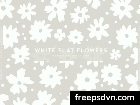 White Flat Flowers Pattern Duo R8ERF4B 0